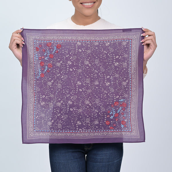 Ditsy Floral Embroidered Bandana - Plum Purple