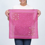 Ditsy Floral Embroidered Bandana - Raspberry