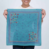 Ditsy Floral Embroidered Bandana - Teal