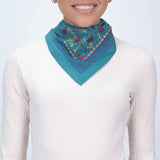 Ditsy Floral Embroidered Bandana - Teal