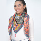 Luxe Divine Mosaic Silk Scarf - Grey