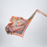 Luxe Divine Mosaic Silk Scarf - Orange