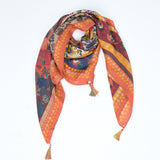 Luxe Divine Mosaic Silk Scarf - Orange