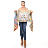 Magnolia Flower Silk Wool Scarf - Orange