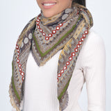 Looming Visions Woven Abstract Scarf - Weathered Teak