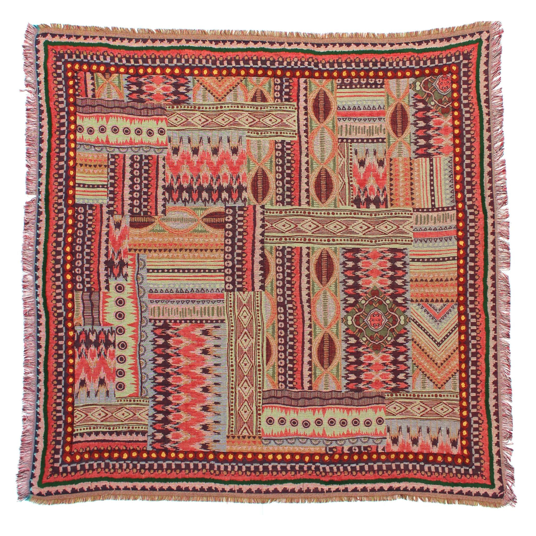 Looming Visions Woven Abstract Square Scarf - Currant Red