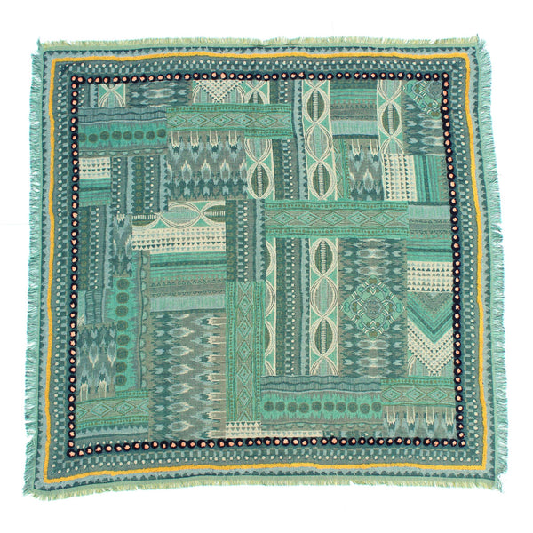 Looming Visions Woven Abstract Square Scarf - Turquoise
