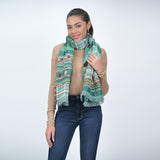 Winter Magic Embroidered Scarf - Pine Green