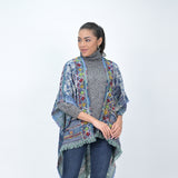 Savannah Western Embroidered Poncho - Ink Blue