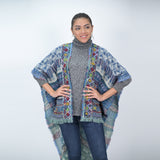 Savannah Western Embroidered Poncho - Ink Blue