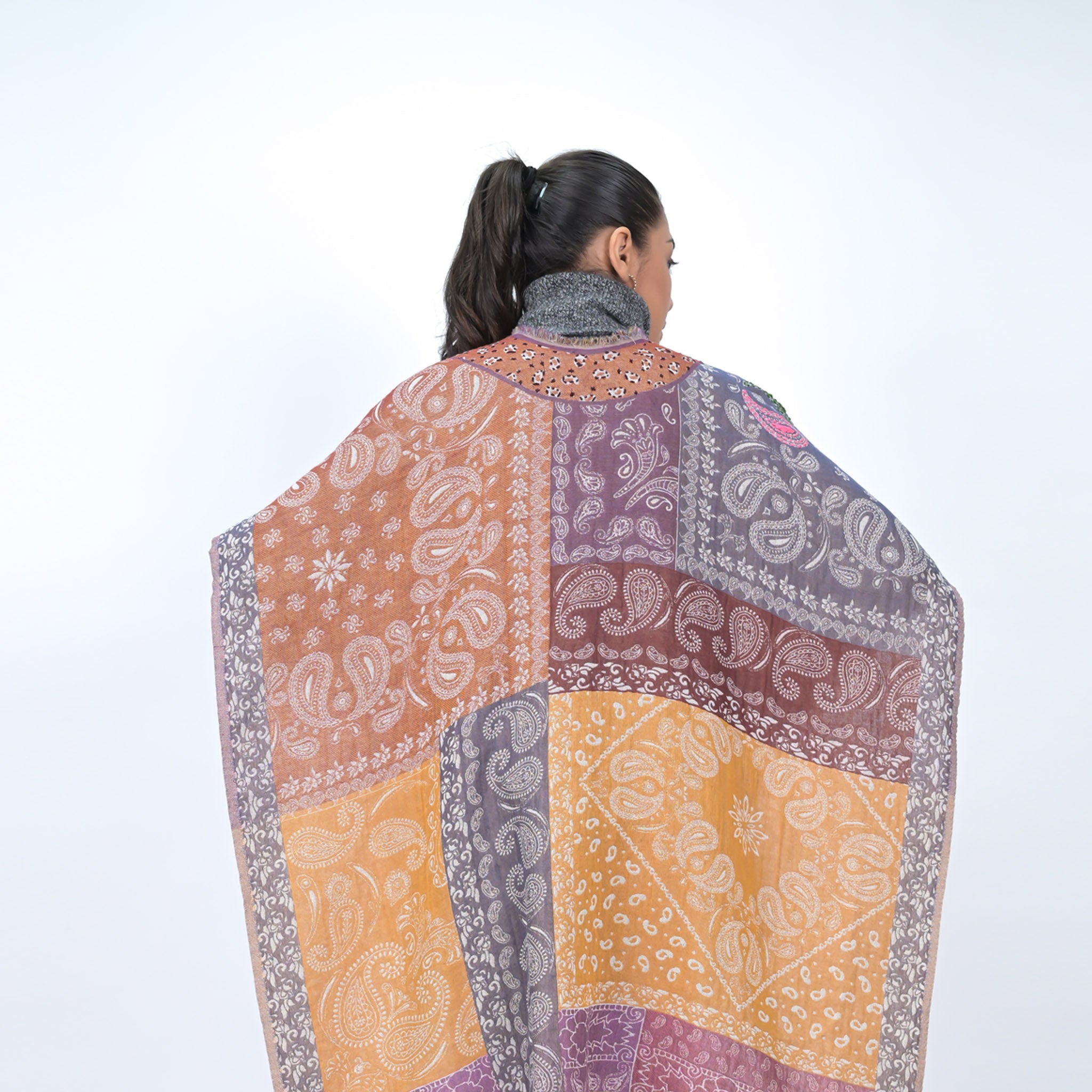 Paloma Multicolor Paisley Poncho - Gold Flake