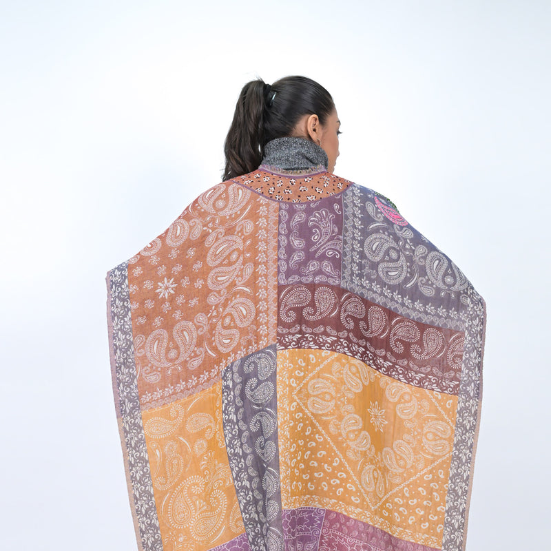 Paloma Multicolor Paisley Poncho - Gold Flake