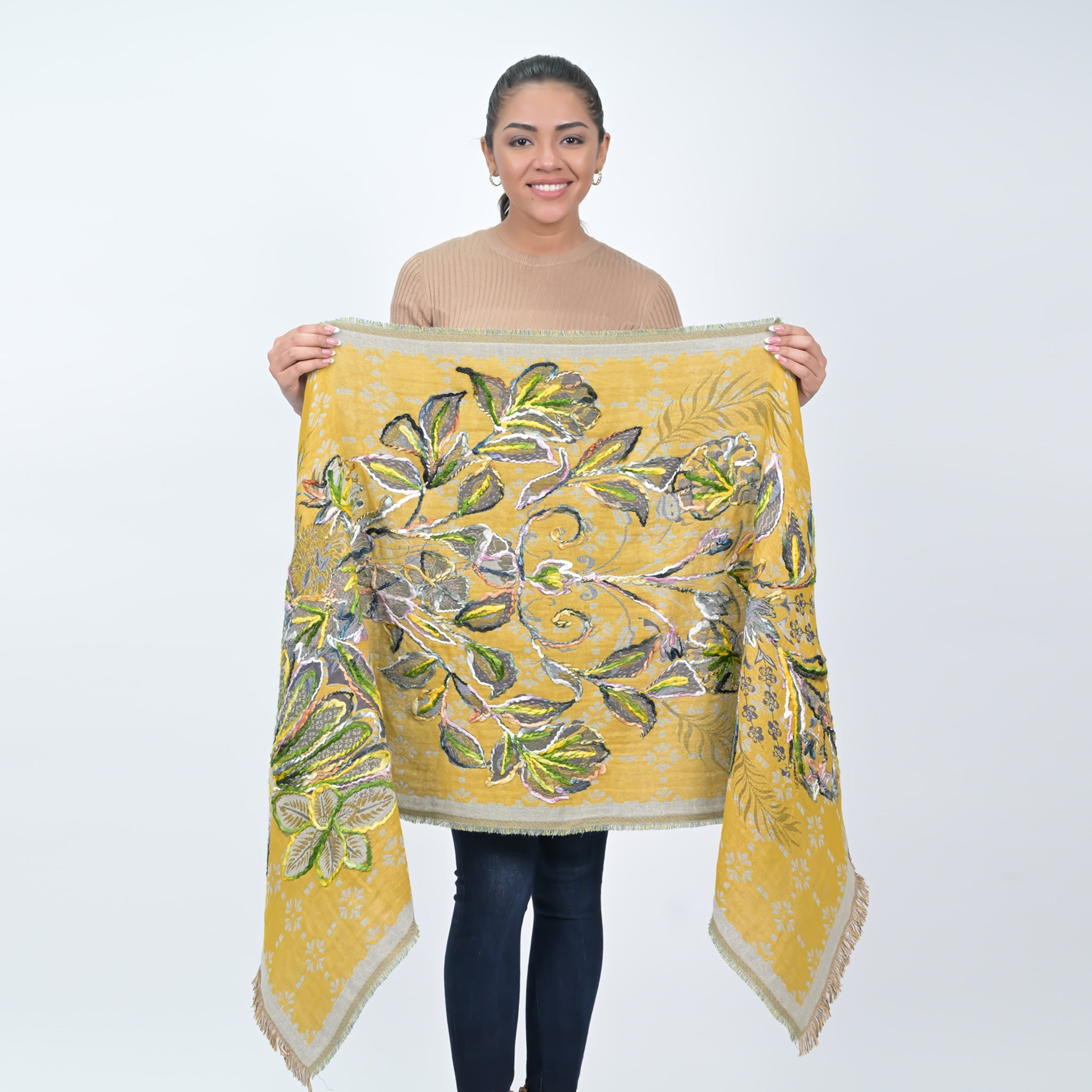 Divine Flora Woven Scarf  - Antique Moss