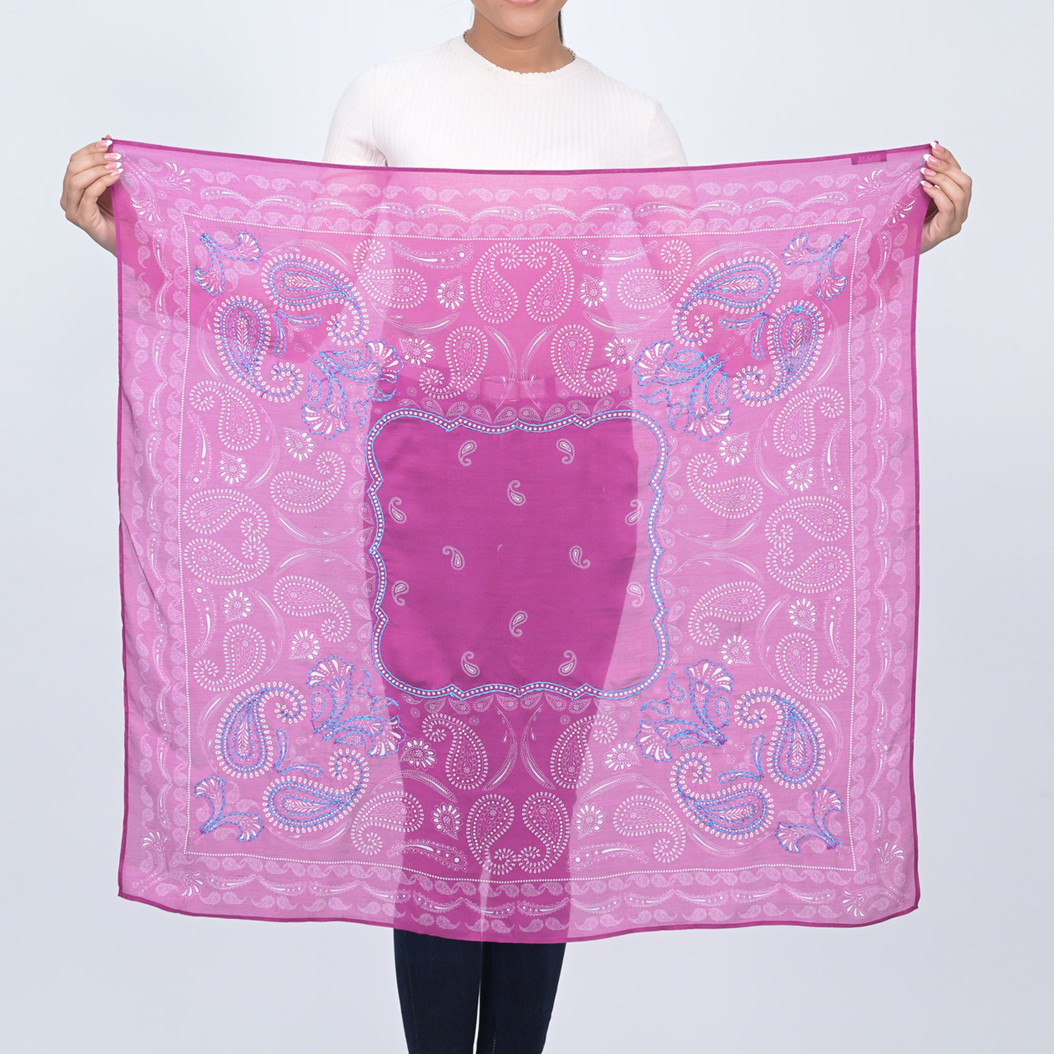 Eternal Essence Paisley Square Scarf - Raspberry