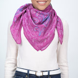 Eternal Essence Paisley Square Scarf - Raspberry