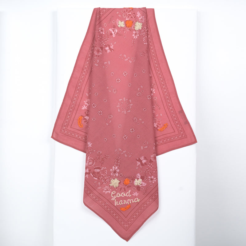 Good Karma Embroidered Bandana - Cedarwood