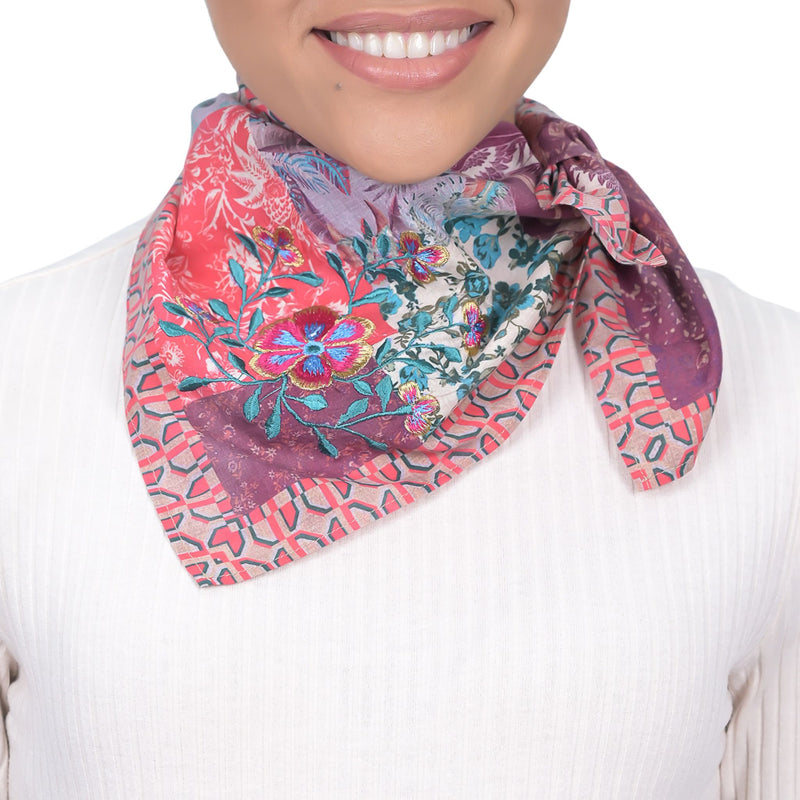 Wallpaper Patchwork Embroidered Bandana - Red