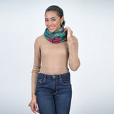 Evergreen Blossom Embroidered Wool Scarf - Spruce