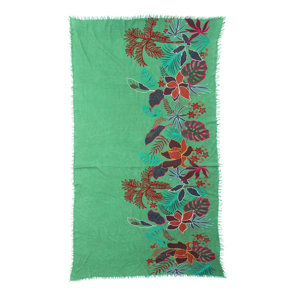 Tropical Floral Trellis Scarf - Dusty Pine