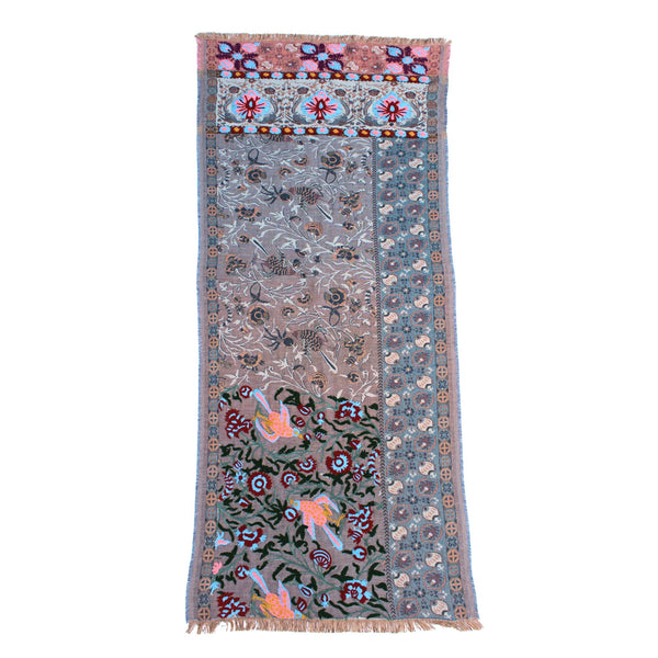 Songbird Garden Embroidered Scarf - Gilded Beige