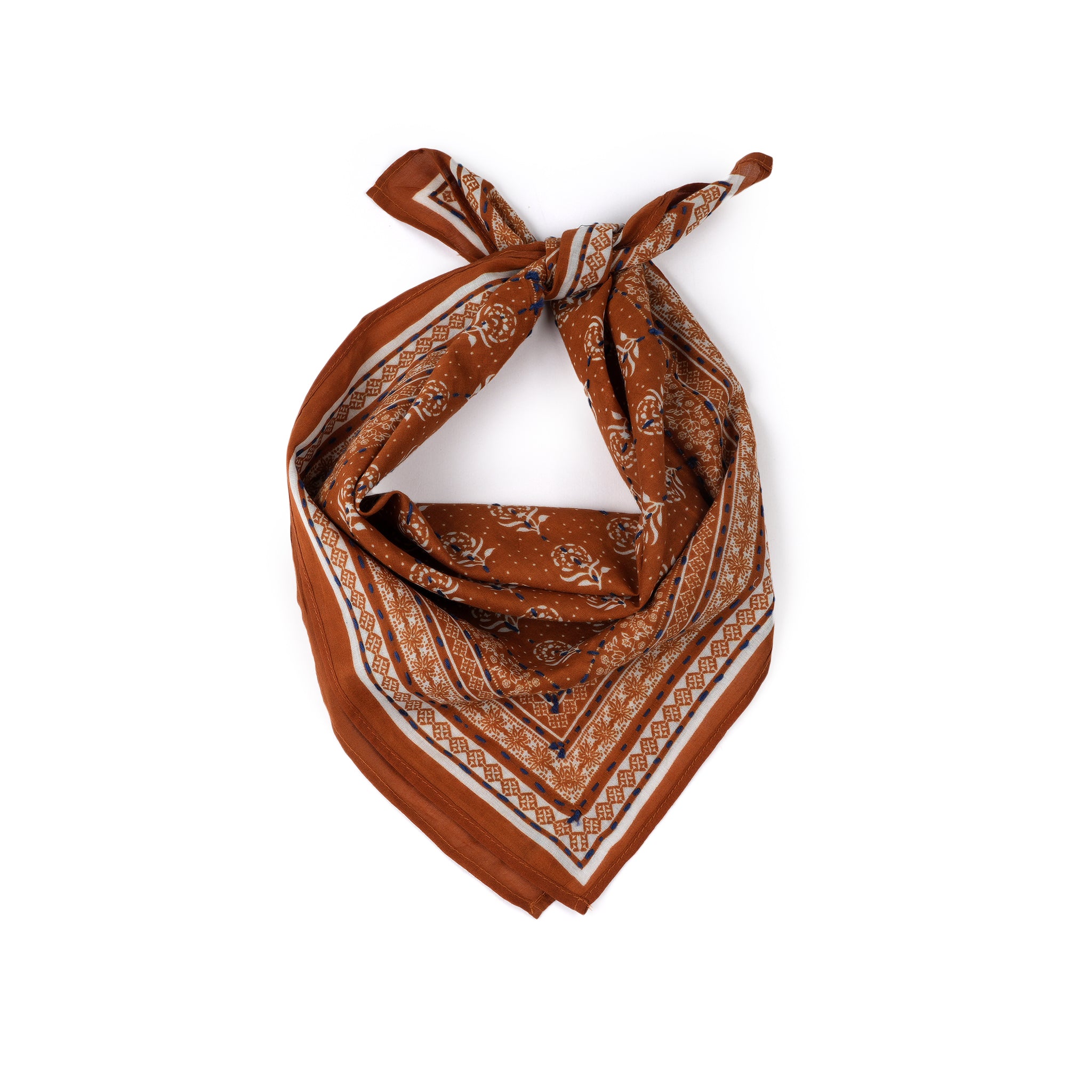 Floral Collage Cotton Bandana – Moss Brown