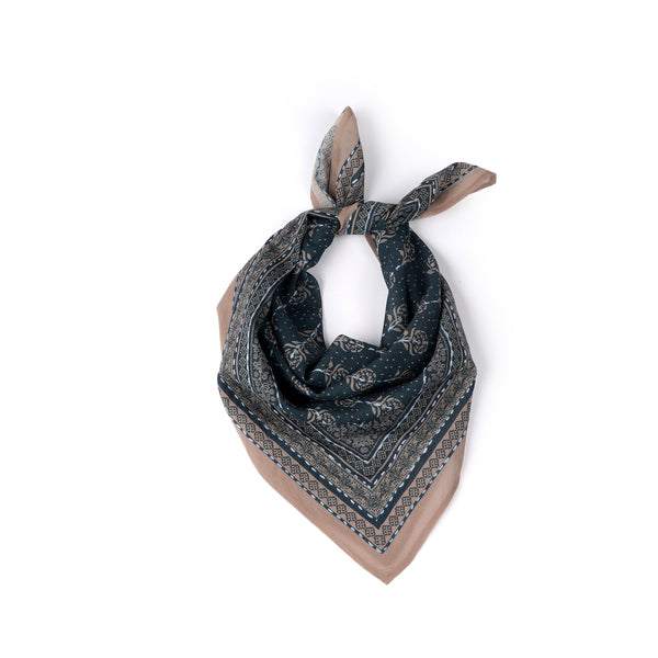Floral Collage Cotton Bandana – Slate Blue
