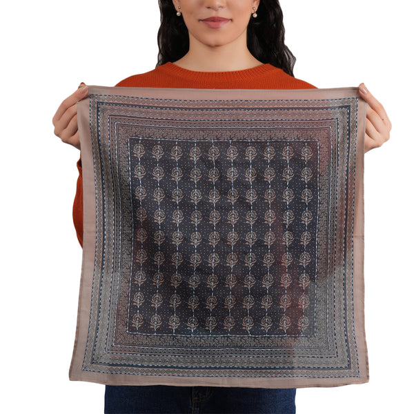 Floral Collage Cotton Bandana – Slate Blue