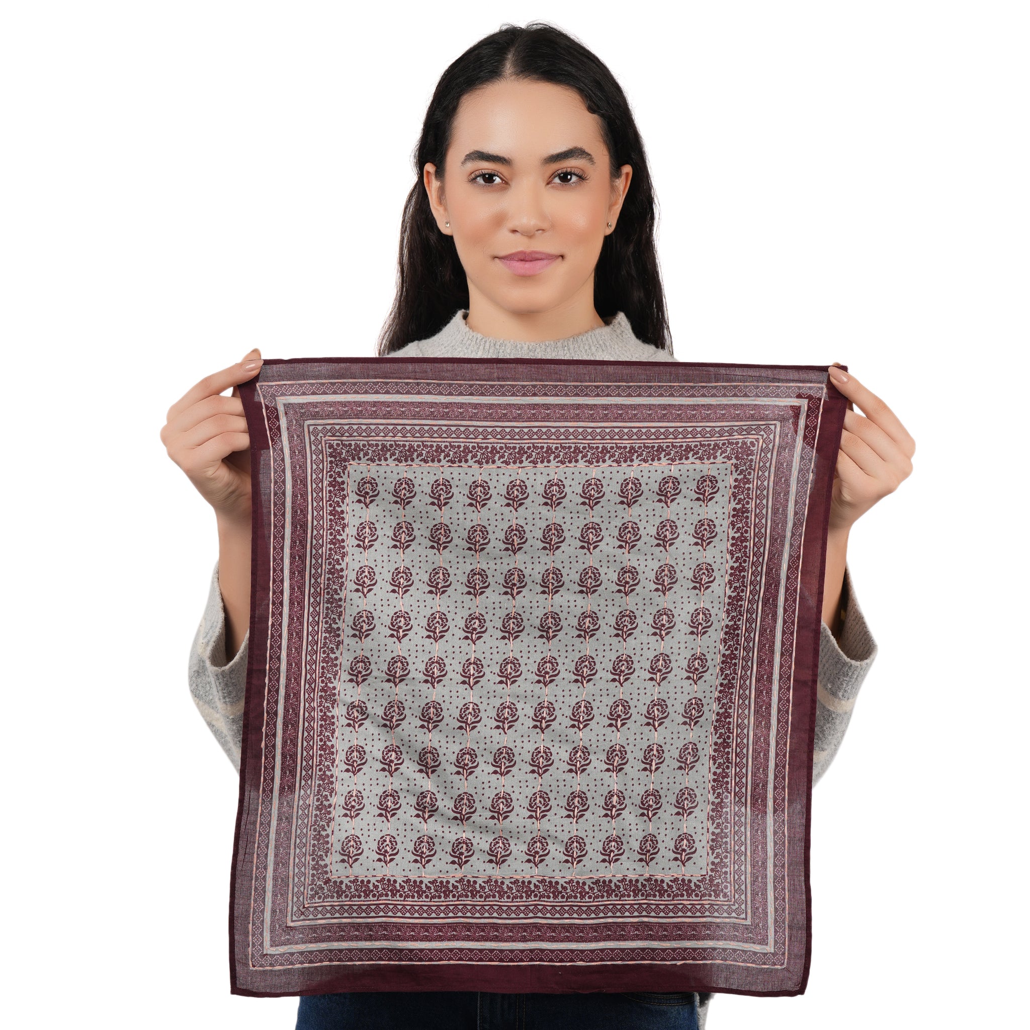 Floral Collage Cotton Bandana – Wine