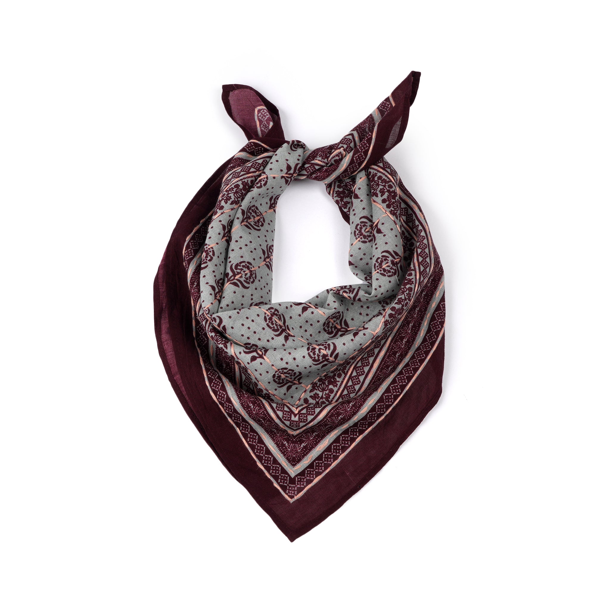 Floral Collage Cotton Bandana – Wine