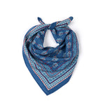 Floral Grid Cotton Bandana - American Blue