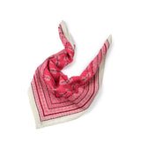Floral Grid Cotton Bandana - Fiery Coral