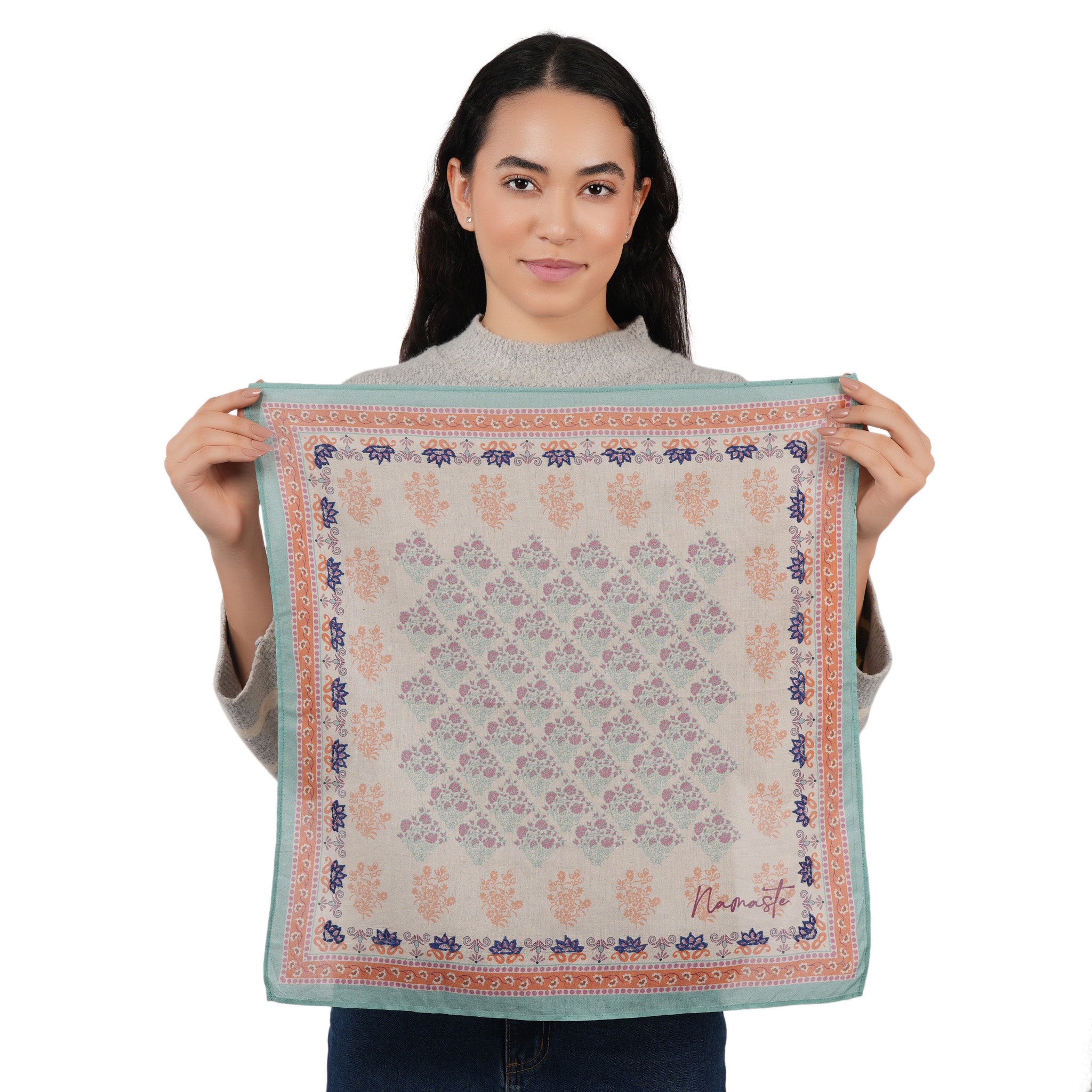 Namaste Bloom Embroidered Bandana - Beige