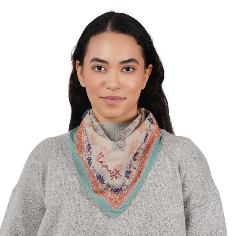 Namaste Bloom Embroidered Bandana - Beige