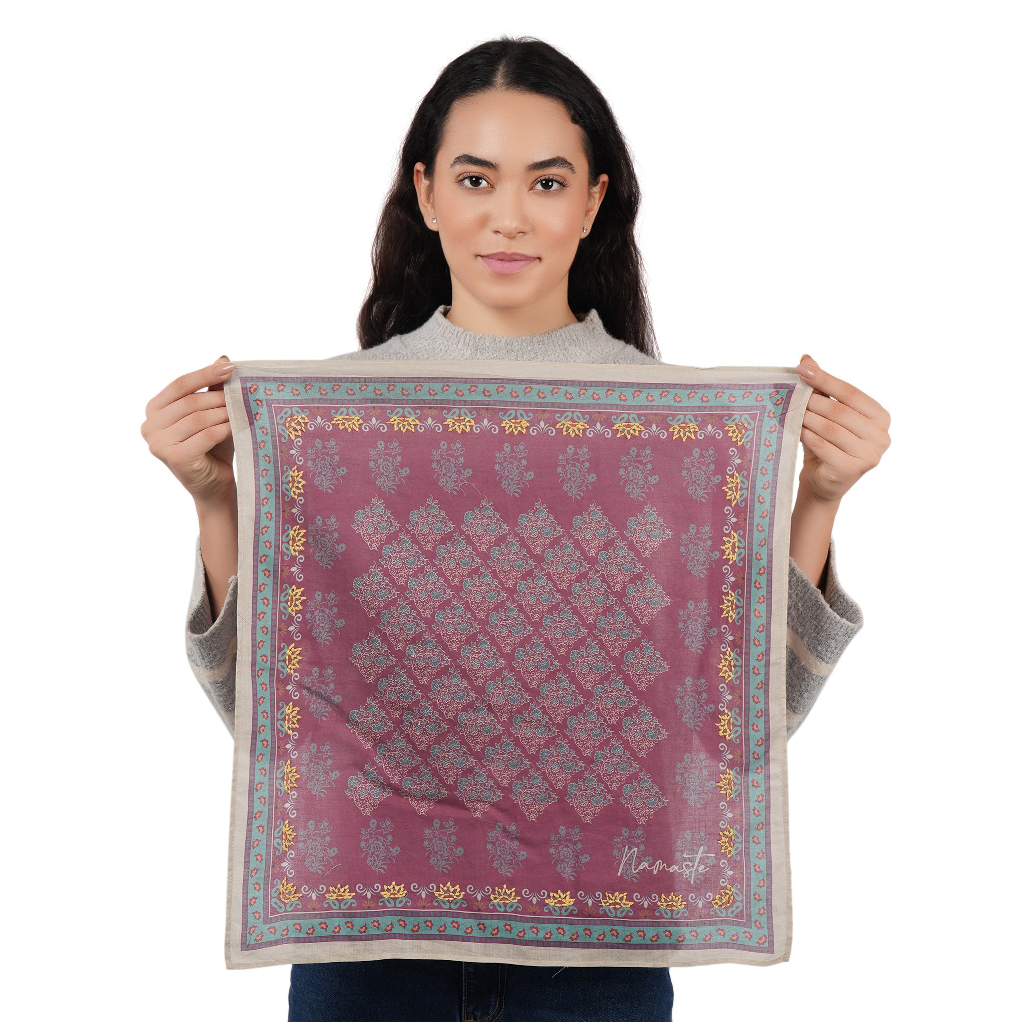 Namaste Bloom Embroidered Bandana - Burgundy