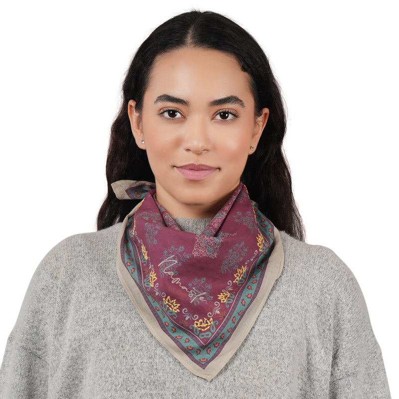 Namaste Bloom Embroidered Bandana - Burgundy