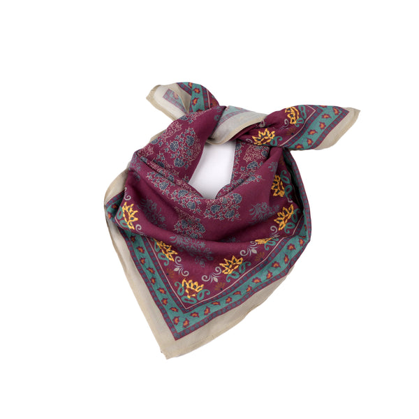 Namaste Bloom Embroidered Bandana - Burgundy
