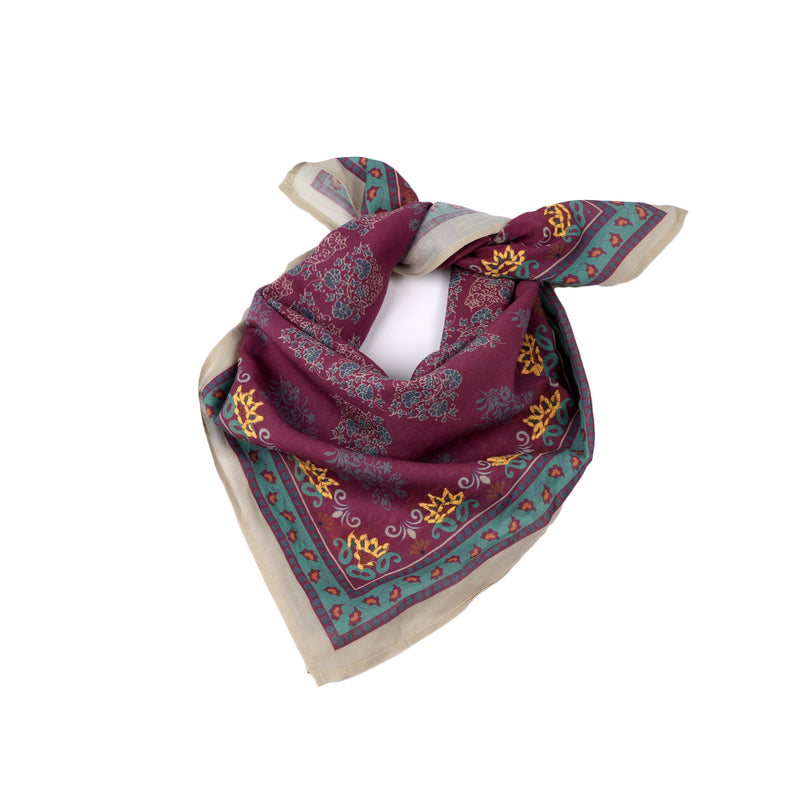 Namaste Bloom Embroidered Bandana - Burgundy