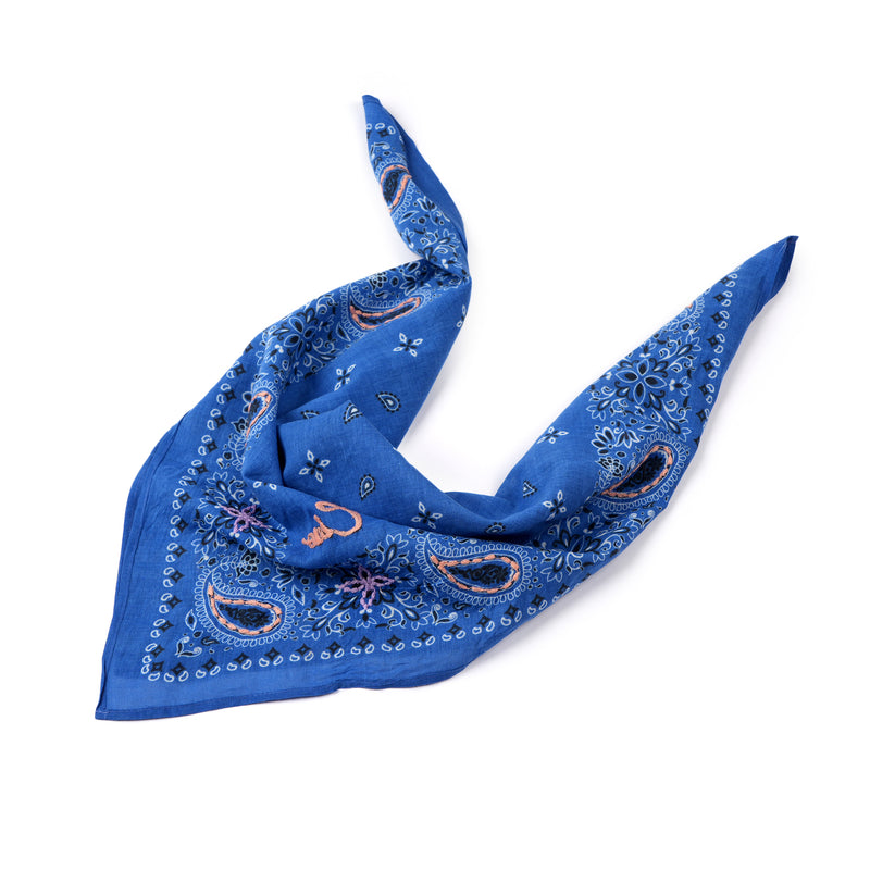 Paisley Cotton Bandana - Ink Blue
