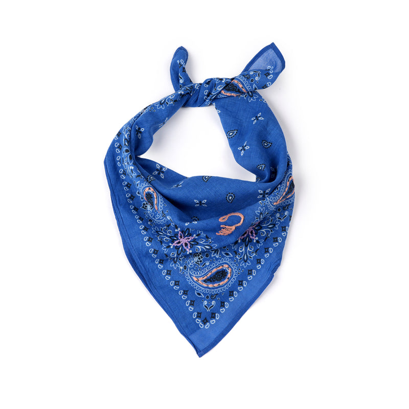 Paisley Cotton Bandana - Ink Blue