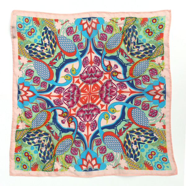 Peacock Geometric Cotton Bandana - Blush