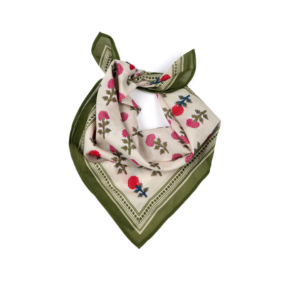 Heritage Bloom Embroidered Bandana - Cream