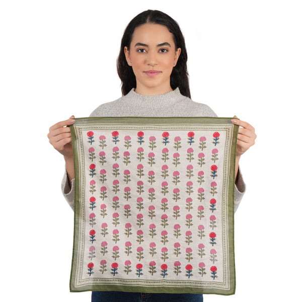 Heritage Bloom Embroidered Bandana - Cream
