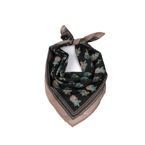Heritage Bloom Embroidered Bandana - Dark Grey