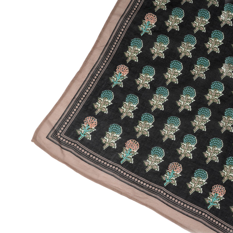 Heritage Bloom Embroidered Bandana - Dark Grey