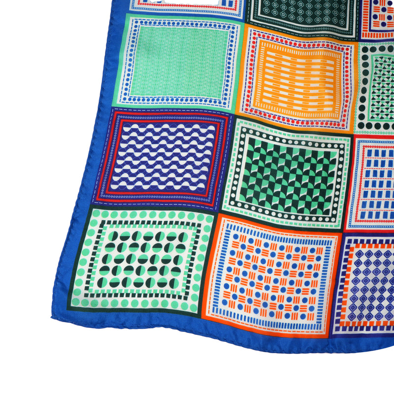 Art Block Silk Bandana - Lapis Blue