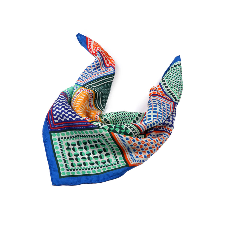 Art Block Silk Bandana - Lapis Blue