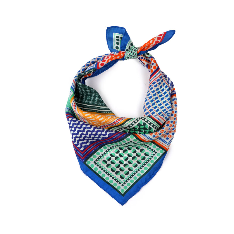 Art Block Silk Bandana - Lapis Blue