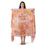 Floral Collage Silk Scarf - Orange