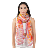 Floral Collage Silk Scarf - Orange