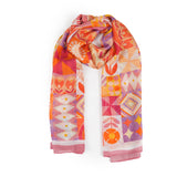 Floral Collage Silk Scarf - Orange